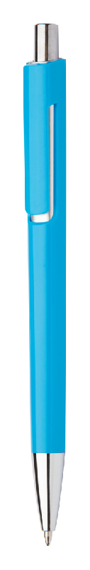 Stylo à bille en plastique coloré - finitions chromées - encre bleue_0