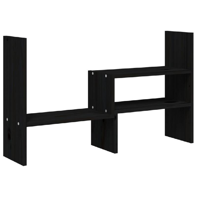 Support pour moniteur en bois de pin massif noir - Dimensions réglables (39-72) x 17 x 43 cm - Design minimaliste et fonctionnel - Réf : 02_0004468_0