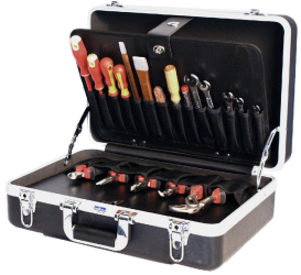 Valise outils de transport en ABS noir - cadre aluminium 35mm - poignée ergonomique et séparateurs réglables_0