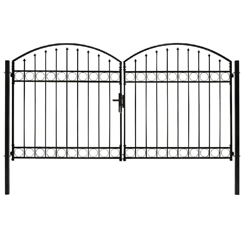 Vidaxl portillon double porte avec dessus arqué acier 300x175 cm noir 146340_0