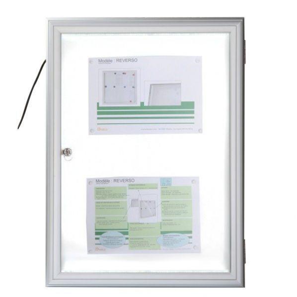 Vitrine d'extérieur fine éclairée - vitre plexiglas - format 2 x A4 - Marque Rolléco_0