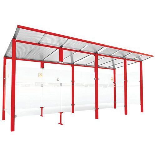 ABRI FUMEURS MODULO 5 M BARDAGE RETOUR AVANT ROUGE 3020 - PROCITY