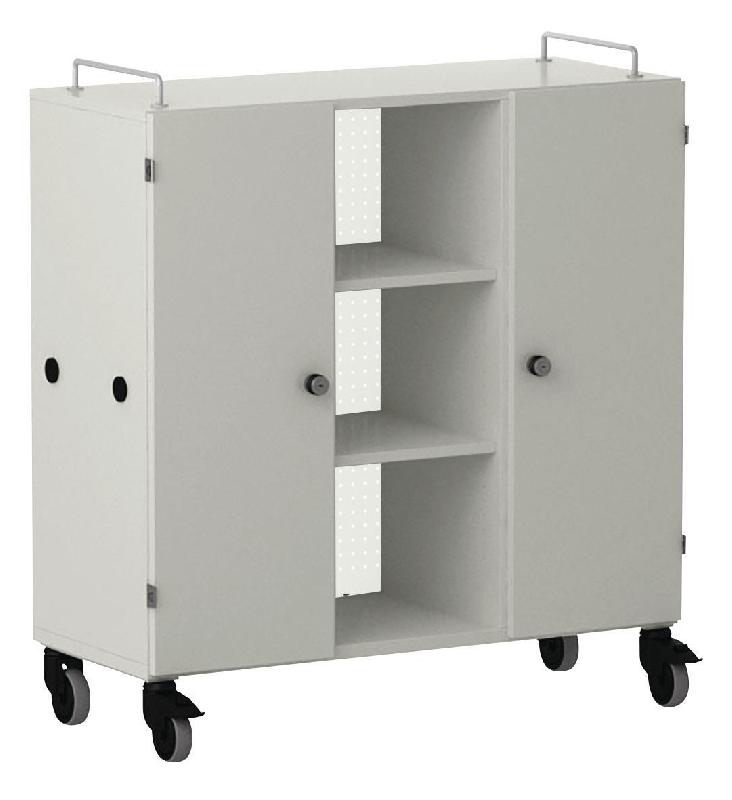 ARMOIRE BASSE SHIFT+ LANDSCAPE MÉLA. 9 CASES - 2 PORTES - GRIS DES ANDES - BLANC - MANUTAN COLLECTIVITÉS