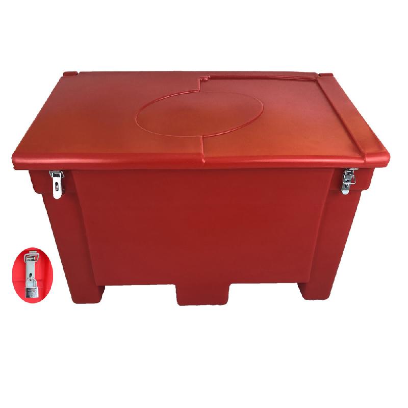 Bac à sable-sel-absorbants 200L avec grenouillères cadenassées et pelle - Polyéthylène haute densité_0