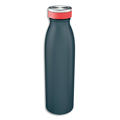 BOUTEILLE ISOTHERME LEITZ COSY - BOISSONS CHAUDES 7H ET FROIDES 15H - D6,8 X H23,5 CM - 500 ML - GRIS FONCE
