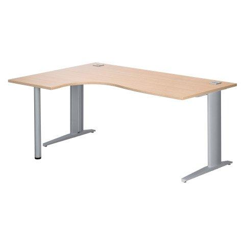 BUREAU COMPACT EXCELLENS L 180 CM RETOUR À GAUCHE PIÈTEMENT MÉTAL PLUS ALUMINIUM