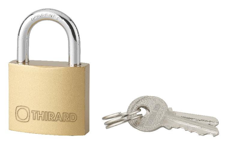 Cadenas à clé Type 1 - 30 mm - Corps laiton monobloc - Anse acier cémenté - Marque Thirard_0