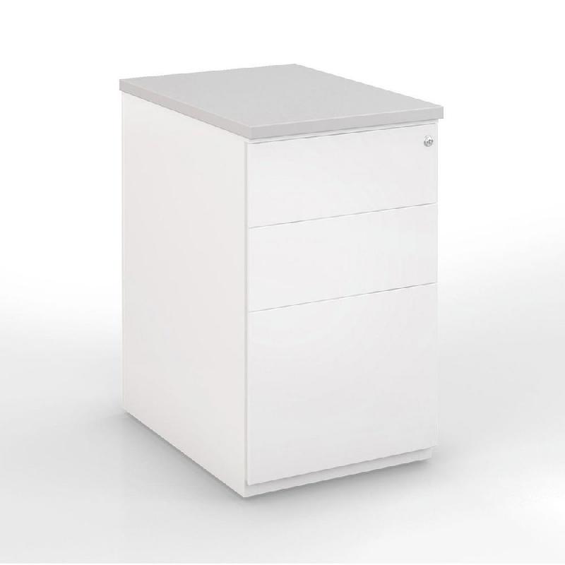 CAISSON HAUTEUR BUREAU METAL - NF ENVIRONNEMENT - BLANC TOP GRIS - H.72 X L. 42 X P. 80 CM