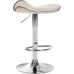 CLP Tabouret de bar Shanghai similicuir avec pied en métal Crème/Métal chromé - beige polyester 1022004_0