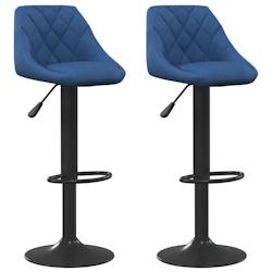 Décoshop26 - Lot de 2 tabourets de bar chaises hautes en velours bleu coutures losange et acier noir DEC029628 - bleu 3000257472084_0
