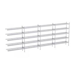 Distform Rayonnage en Acier Inoxydable d'Angle Clayettes Perforées 6020 à 6520 mm 5 Niv P400 ' Acier inoxydable 6520x400x4 - 698142699741_0