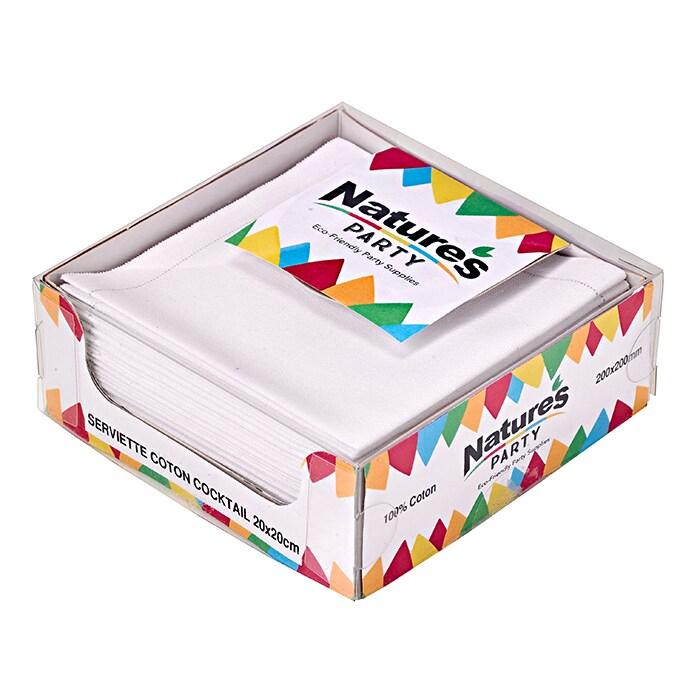 ECOLOMIQUE - 20 Pcs - Serviette coton blanc pour cocktail - 200 x 195 mm - blanc textile ECO8NPSVCR20WH_0