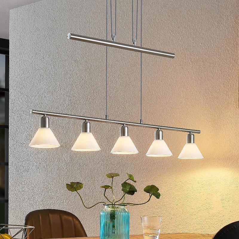 ELC BEALIA SUSPENSION, RÉGLABLE, 5 LAMPES NICKEL