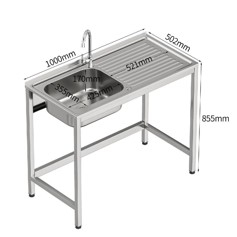 Évier de bar avec encoche pour lave-verres, robinet inclus, cuve sur le côté gauche | 850 x 1000 x 500 mm acier inoxydable | Gasfrit - inox GF4000+_0