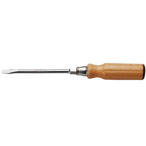 FACOM 1 TOURNEVIS MANCHE BOIS POUR VIS À FENTE - LAME FORGÉE AVEC 6 PANS FACOM