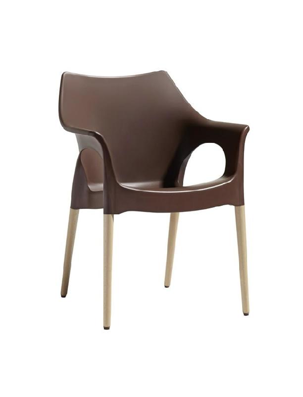 Fauteuil Jamini - coque technopolymère et pieds en bois verni naturel_0