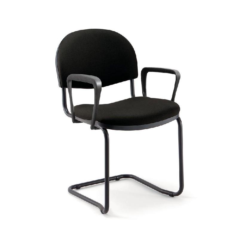 FAUTEUIL REUNION ET VISITEUR PRIMA - TISSU REMBOURRE NON FEU - NOIR - PIEDS LUGE NOIRS - LOT DE 4