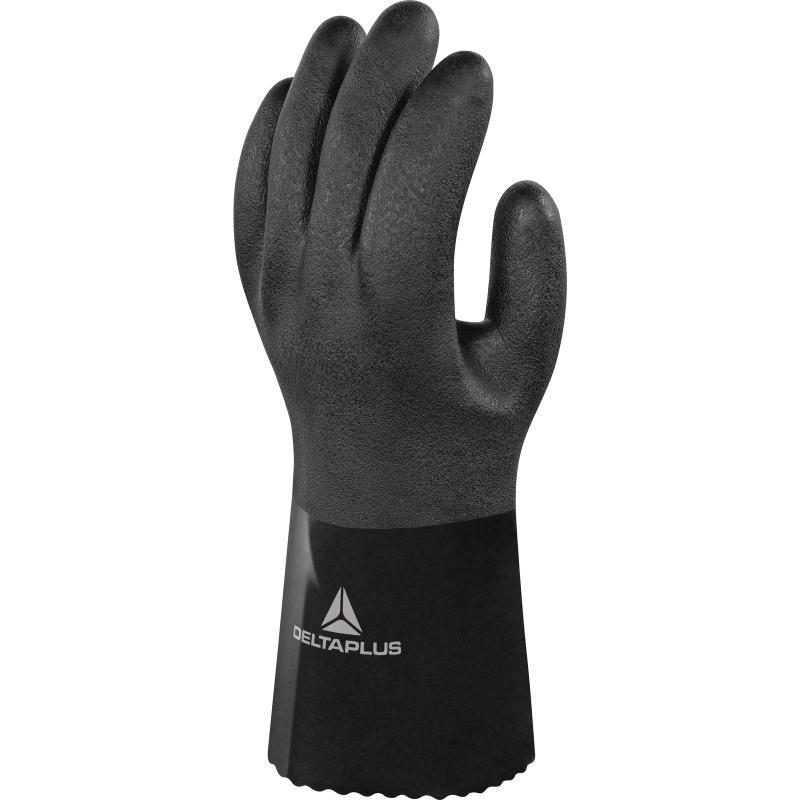 Gant de protection chimique antistatique en PVC - support coton tricoté - type pétrolier - VE781_0