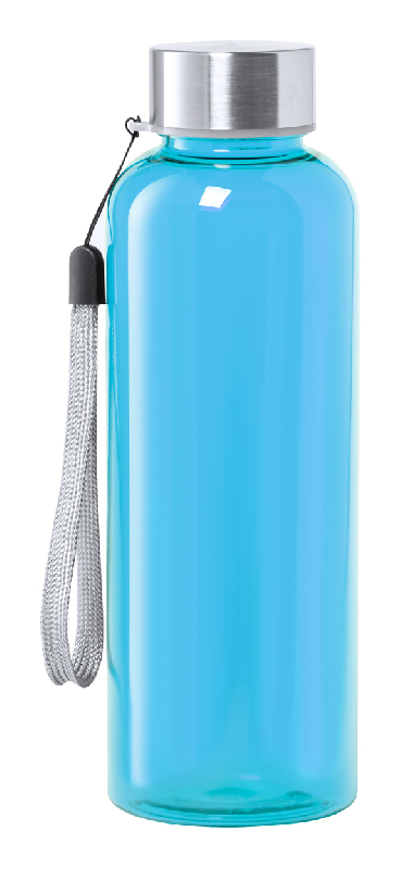 Gourde en tritan sans BPA - bouchon en inox et cordelette - 500 ml - bleu clair_0