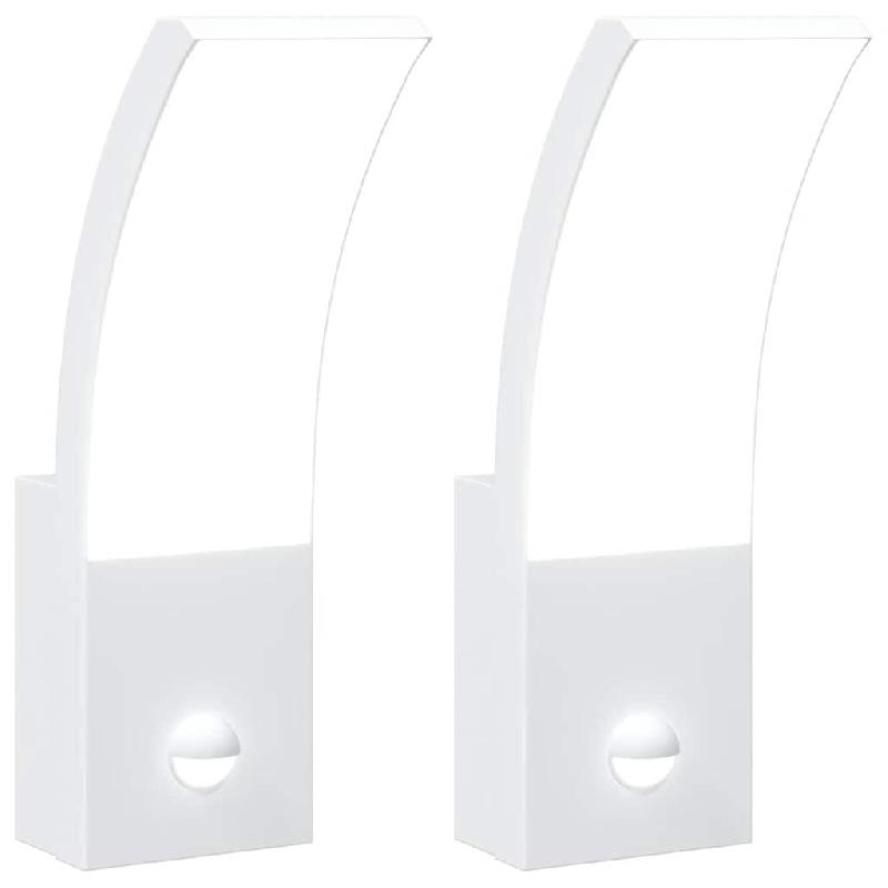 Helloshop26 - Lot de 2 appliques murales LED d'extérieur avec capteur de mouvement 7 x 4,5 x 23 cm en aluminium blanc 02_0056582 - blanc aluminium 30_0