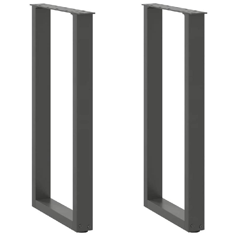 Helloshop26 - Lot de 2 pieds de table console en U 28 x 73 cm robuste design moderne polyvalent en acier anthracite 02_0057410 - acier 3000240022524_0