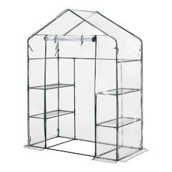 Helloshop26 - Serre de jardin en acier et PVC avec étagères intégrées 140 x 73 x 195 cm 03_0008250 - 3001922647769_0