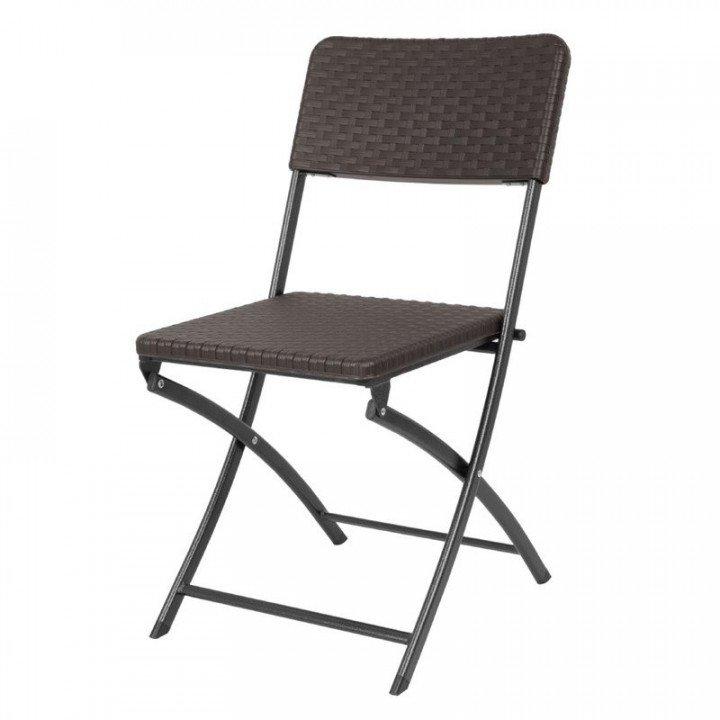 Lot de 2 chaises pliantes (H)805 x (L)445 x (P)570 mm, en rotin & polyéthylène marron_0