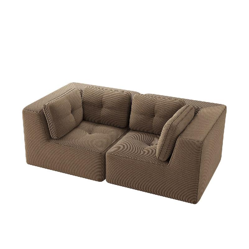 Merax Canapé modulable 2 places, Cloud Sofa Cord sans cadre, canapé lounge près du sol, avec accoudoirs larges, marron - marron multi-matériau W33_0
