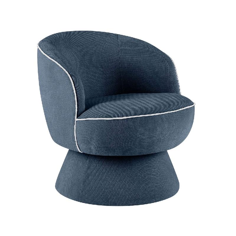 Oviala Business Fauteuil pivotant en tissu bleu foncé - bleu 115596_0