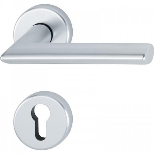 POIGNÉE DE PORTE DOUBLE SUR ROSACES RONDES STOCKHOLM FINITION ARGENT - CLÉ I