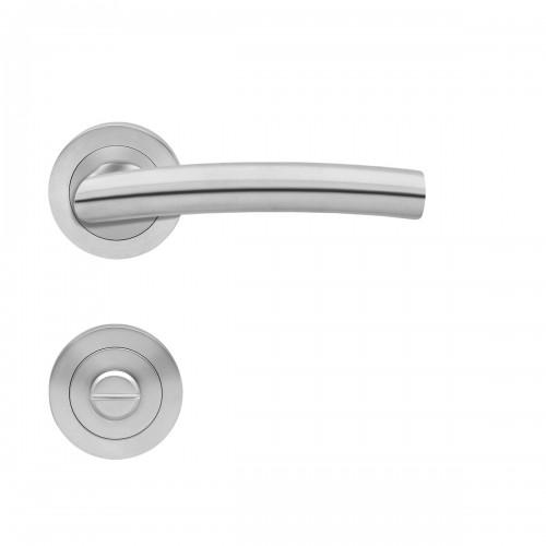 POIGNÉES DE PORTE SUR ROSACES RONDES SÉRIE ER 56 MADRID - INOX SATINÉ - À CONDAMNATION KARCHER DESIGN