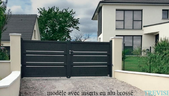 Portail coulissant trévise - droit - plein en aluminium - fabriqué en France_0