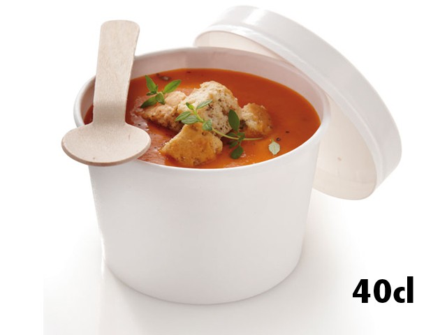 POT BLANC AVEC COUVERCLE POUR SOUPE 40CL
