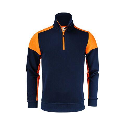 PRINTER PRIME PRIME SWEATSHIRT HALFZIP UNISEX MARINE/ORANGE FLUO - TAILLE S