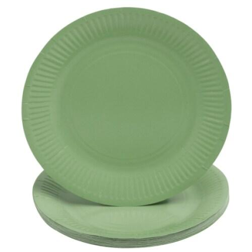 ProNappe Lot de 25 Pack de 20 assiettes carton Ø 23 cm, coloris vert olive - 3281510792204_0