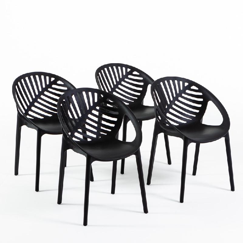 RATTATAN Set de 4 chaises en polypropylène avec fibre de verre empilables pour jardin, bar et restaurant, structure robuste et légère - Vivian - No_0