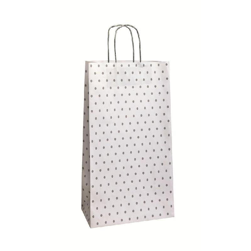 Sac kraft à pois charme poignées torsadées 32x17x45cm - par 25_0