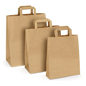 SAC KRAFT BRUN RECYCLÉ À POIGNÉES PLATES RAJA 26 X 35 X 12 CM