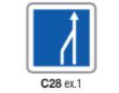 Panneau de signalisation d'indication - Type C28 ex.1 - Réduction du nombre de voies sur chaussées séparées_0