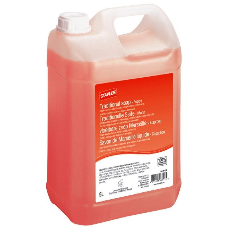 STAPLES STAPLES SAVON LIQUIDE DE MARSEILLE COQUELICOT 5 L BIDON