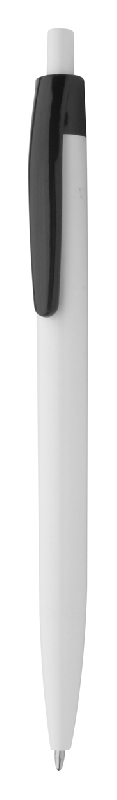 Stylo à bille en plastique - Corps blanc avec clip coloré - Encre bleue - Couleur noire - Poids 5.5g_0