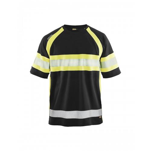 T-SHIRT HAUTE-VISIBILITÉ ANTI-UV 3337 - NOIR ET JAUNE FLUO - L BLAKLADER