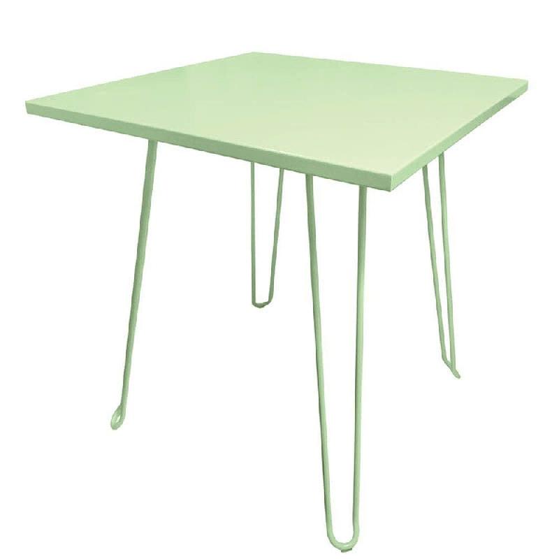 Table d'extérieur carrée Biscarosse 70x70cm en aluminium vert d'eau_0
