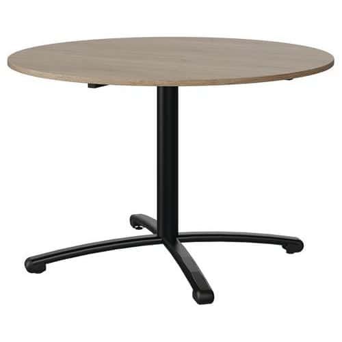 TABLE MALIBU Ø 120 T6 PC STRA ABS CHÊNE 1146/NOIR 9005 - MANUTAN EXPERT