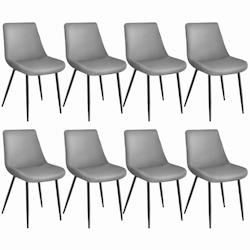 Tectake Lot de 8 chaises de salle à manger Monroe aspect velours - gris -404935 - gris polyester 404935_0