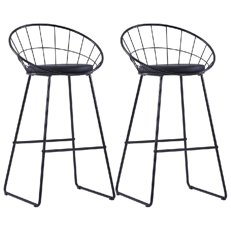 VidaXL Chaises De Bar Lot De 2 Noir Similicuir - noir 247276_0
