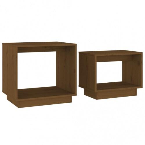 VidaXL Tables basses gigognes 2 pcs Marron miel Bois de pin massif Modèle Luna Prestige - 813528XL_0