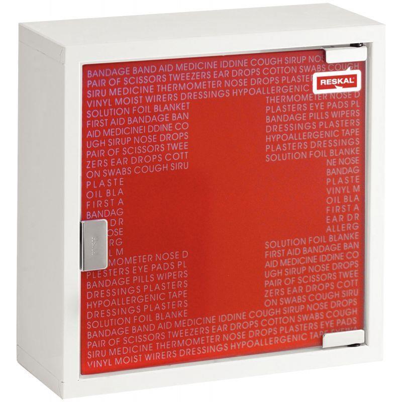 Armoire à pharmacie petit modèle - métal blanc et verre trempé rouge - SAFETOOL IM50004_0