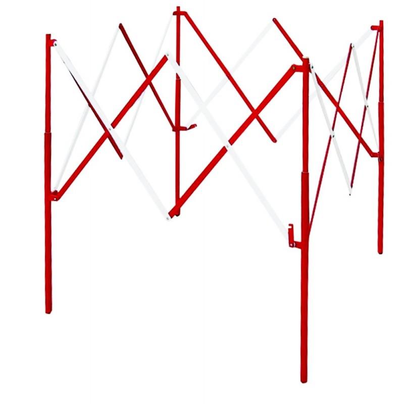 Barrière de chantier pliable en acier - 1,3 x 1,3 m - Rouge et blanche - Peinture époxy anti-UV_0