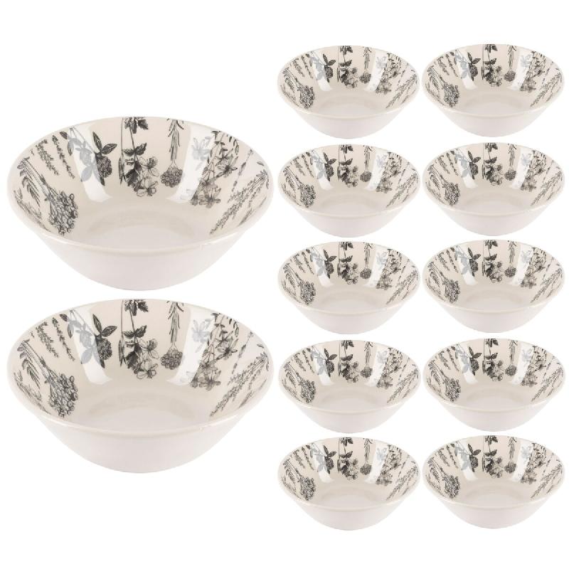 BERGNER - Lot de 12 bols de 500 ml en grès - Flower - multicolore Grès PK10164_0